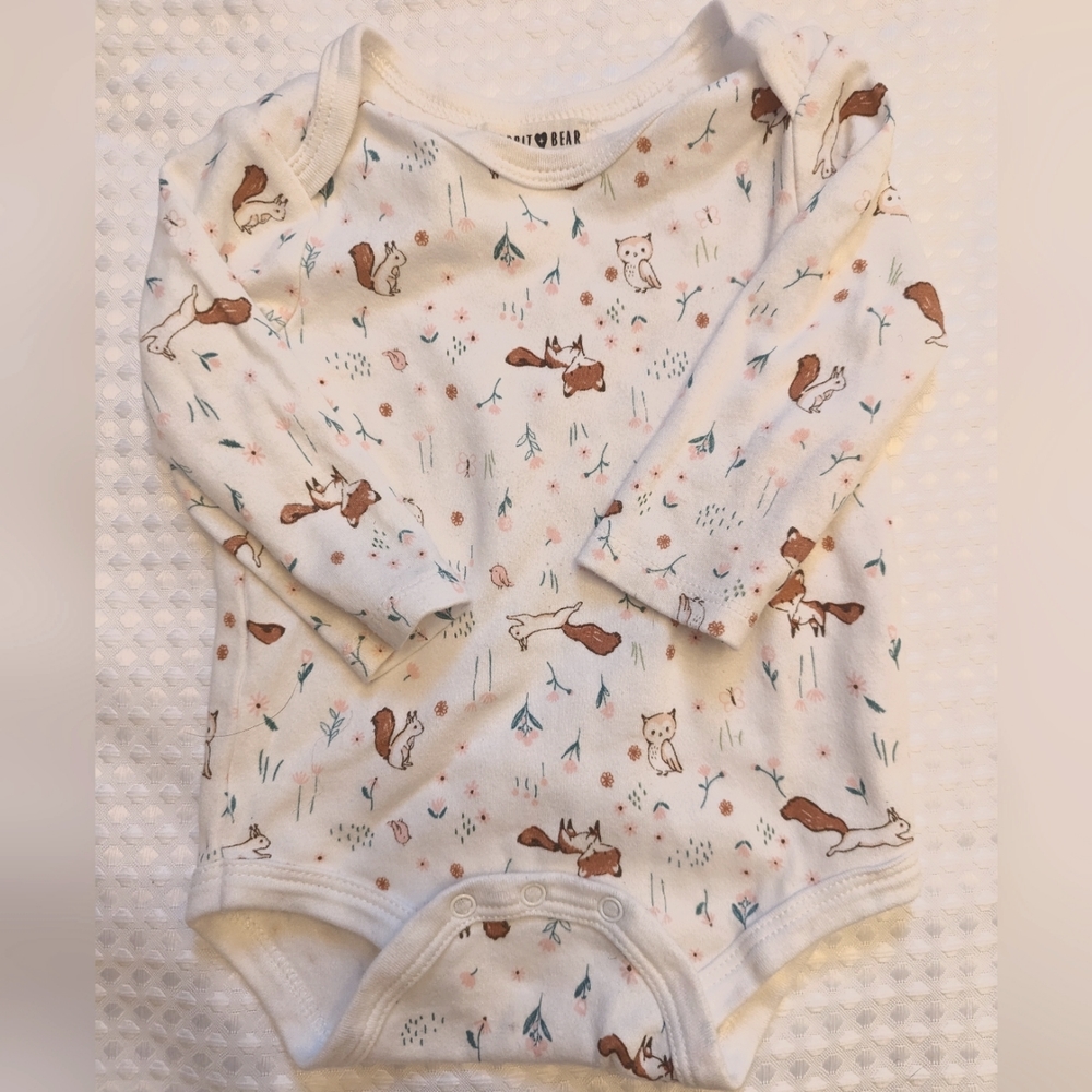 Rabbit and Bear onesie 6-9mo
